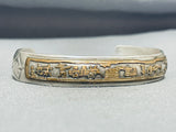 Fabulous Vintage Native American Navajo Sterling Silver And 12kgf Storyteller Bracelet Signed-Nativo Arts