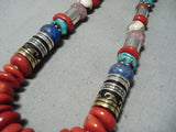 Singer Chunky Coral Native American Navajo Turquoise Sterling Silver Necklace-Nativo Arts