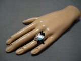 Wonderful Vintage Zuni Native American Sterling Silver Hummingbrd Turquoise Ring-Nativo Arts