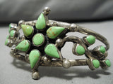 Native American One Of Best Vintage Mexican Gaspeite Sterling Silver Bracelet Old-Nativo Arts