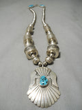 Opulent Vintage Native American Navajo Turquoise Sterling Silver Tubule Necklace-Nativo Arts