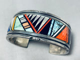 One Of The Most Unique Vintage Native American Navajo Inlay Turquoise Sterling Silver Bracelet-Nativo Arts