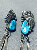 Incredible Native American Navajo Morenci Turquoise Sterling Silver Pendant Earrings-Nativo Arts