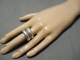 Heavy Hand Tooled Thick Vintage Native American Navajo Sterling Silver Ring-Nativo Arts