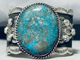 Colossal Native American Navajo Signed Pilot Mountain Turquoise Sterling Silver Bracelet-Nativo Arts