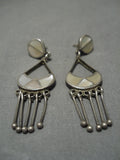Incredible Vintage Zuni Native American Sterling Silver Inlay Earrings-Nativo Arts