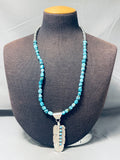 Fabulous Native American Navajo Turquoise Sterling Silver Necklace-Nativo Arts
