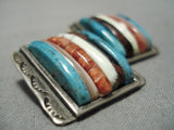 Native American Important Vintage Carlos Eagle Turquoise Sterling Silver Earrings Old-Nativo Arts