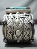 Heavy Huge Vivid Native American #8 Turquoise Sterling Silver Bracelet-Nativo Arts