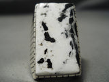 Huge Men's Native American Navajo Sterling Silver Heavy White Buffalo Turquoise Ring-Nativo Arts