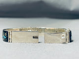 Native American One Of Most Intricate Ever Space Inlay Turquoise Sterling Silver Clasp Bracelet-Nativo Arts