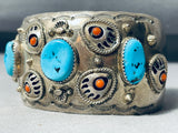 Bigbear Footprints Vintage Native American Navajo Turquoise Sterling Silver Bracelet-Nativo Arts