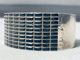 One Of The Best Vintage Native American Navajo Black Stone Sterling Silver Bracelet Cuff-Nativo Arts