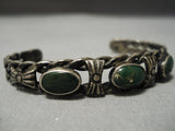 Earlier 1900's Vintage Native American Navajo Cerrillos Turquoise Sterling Silver Bracelet Old-Nativo Arts
