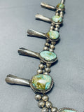 Dazzling Vintage Native American Navajo Roystn Turquoise Sterling Silver Squash Blossom Necklace-Nativo Arts