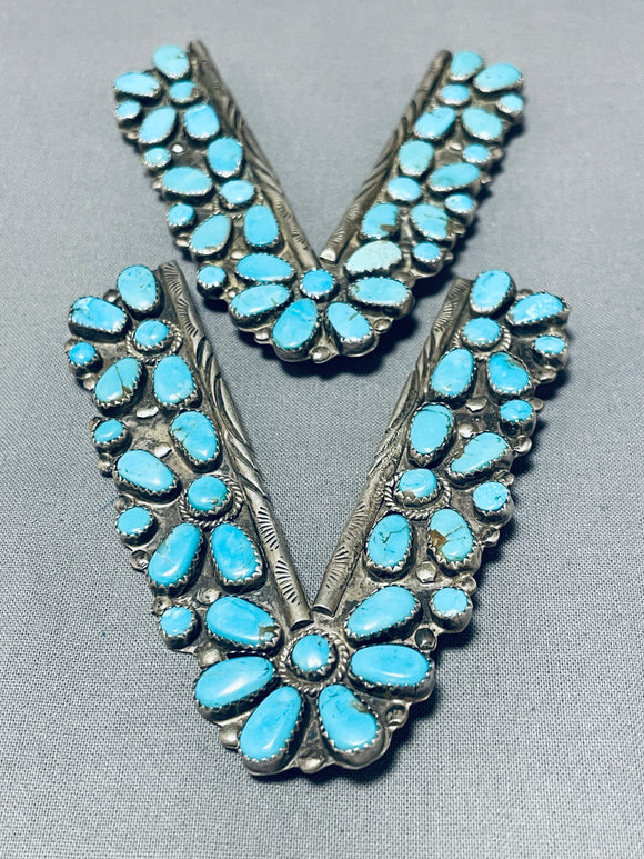 One Of The Best Vintage Native American Navajo Turquoise Sterling Silver Collar Protectors-Nativo Arts