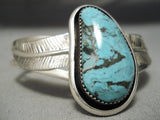 Exquisite Vintage Native American Navajo Blue Diamond Turquoise Sterling Silver Bracelet-Nativo Arts