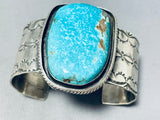100 Gram Native American Navajo Old Kingman Turquoise Sterling Silver Bracelet-Nativo Arts