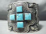 Best Biggest Vintage Native American Navajo Turquoise Sterling Silver Cross Bracelet-Nativo Arts