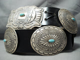 Heavy 500 Gram Vintage Native American Navajo Turquoise Sterling Silver Concho Belt-Nativo Arts