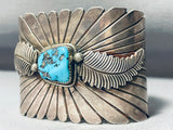 Mind Boggling Vintage Mens Native American Navajo Turquoise Sterling Silver Bracelet-Nativo Arts