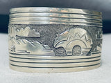 Heavy Hand Tooled Vintage Native American Navajo Blackbear Sterling Silver Bracelet Cuff-Nativo Arts