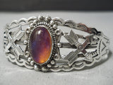Rare Early Century Vintage Native American Navajo Sterling Silver Dragon's Breath Opal Bracelet-Nativo Arts