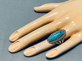 Classic Vintage Native American Navajo Old Kingman Turquoise Sterling Silver Ring-Nativo Arts