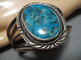 Rare Blue Diamond Turquoise Vintage Native American Navajo Sterling Silver Bracelet Old Cuff-Nativo Arts