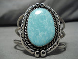 Superior Vintage Native American Navajo Carico Lake Turquoise Sterling Silver Bracelet Old-Nativo Arts