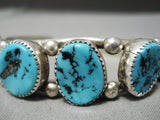 Amazing Vintage Native American Navajo Chunky Turquoise Sterling Silver Bracelet Cuff Old-Nativo Arts