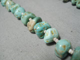 Chunky Amazing Vintage Native American Navajo Green Turquoise Sterling Silver Necklace Old-Nativo Arts