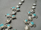 Detailed Vintage Native American Navajo Turquoise Sterling Silver Squash Blossom Necklace-Nativo Arts