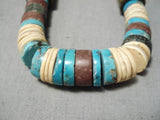 Native American Authentic Vintage Santo Domingo Tony Aguilar Sr Turquoise Brass Necklace-Nativo Arts