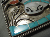 Very Important Vintage Native American Zuni Helen Lincoln Zunie Turquoise Sterling Silver Buckle-Nativo Arts