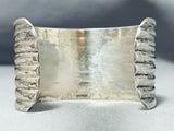 8 Rail Vintage Native American Navajo Hand Tooled Sterling Silver Bracelet Old-Nativo Arts