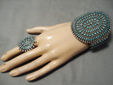 One Of Best Vintage Native American Zuni Turquoise Sterling Silver Bracelet Ring Set-Nativo Arts