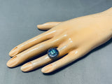 Beautiful Vintage Native American Zuni Blue Gem Turquoise Lapis Sterling Silver Sunface Ring-Nativo Arts