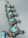 200 Grams Gasp! Vintage Native American Navajo Turquoise Sterling Silver Squash Blossom Necklace-Nativo Arts