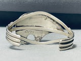 Signed Vintage Native American Navajo Turquoise Brownbear Sterling Silver Bracelet-Nativo Arts