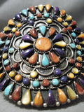 Best Vintage Native American Navajo Multi Stone Turquoise Sterling Silver Circular Bracelet-Nativo Arts