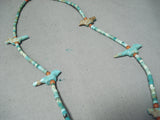 One Of The Finest Vintage Native American Navajo Turquoise Indian Head Sterling Silver Necklace-Nativo Arts