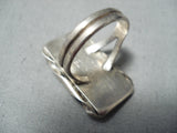 Huge Rare Vintage Native American Zuni Signed Turquoise Sterling Silver Shell Ring Old-Nativo Arts