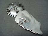 Fantastic Signed Native American Navajo Turquoise Sterling Silver Pin/ Pendant-Nativo Arts