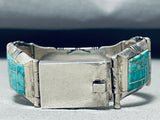 One Of The Best Vintage Native American Navajo Turquoise Inlay Sterling Silver Clasp Bracelet-Nativo Arts