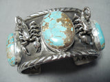 Phenomenal San Felipe 8 Turquoise Sterling Silver Scorpions Bracelet-Nativo Arts