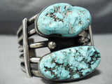 Towering Monumental Vintage Native American Navajo #8 Turquoise Sterling Silver Bracelet Old-Nativo Arts