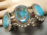 Museum Quality Vintage Native American Navajo Morenci Turquoise Sterling Silver Bracelet-Nativo Arts