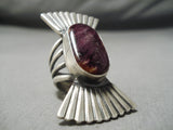 Huge Heavy Towering Native American Navajo Purple Shell Sterling Silver Ring-Nativo Arts