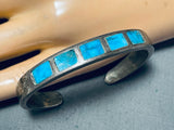 Native American Smaller Wrist Vintage Navajo Spiderweb Turquoise Sterling Silver Bracelet-Nativo Arts